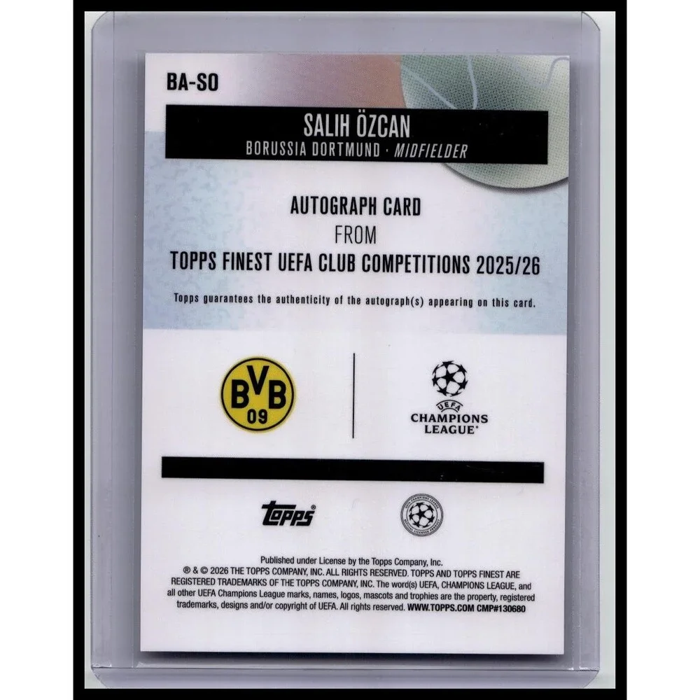 2025-26 Topps UEFA Club Competition Finest Salih Ozcan Auto #BA-SO Dortmund